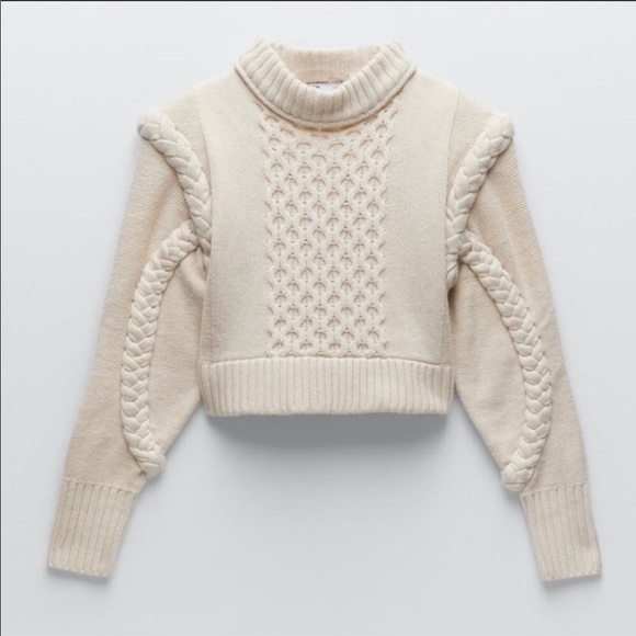 ZARA SHOULDER PAD KNIT SWEATER WOOL BLEND - Picture 8 of 10